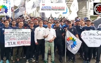 Tuntut Penghapusan “Perbudakan Modern”, Ratusan Buruh Geruduk Gedung Danantara